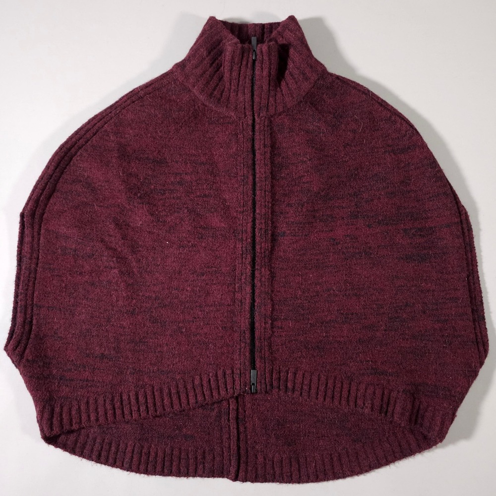 Banana Republic Zip Front Caplet Women S Burgundy Wool Alpaca‎ Blend 676160-00